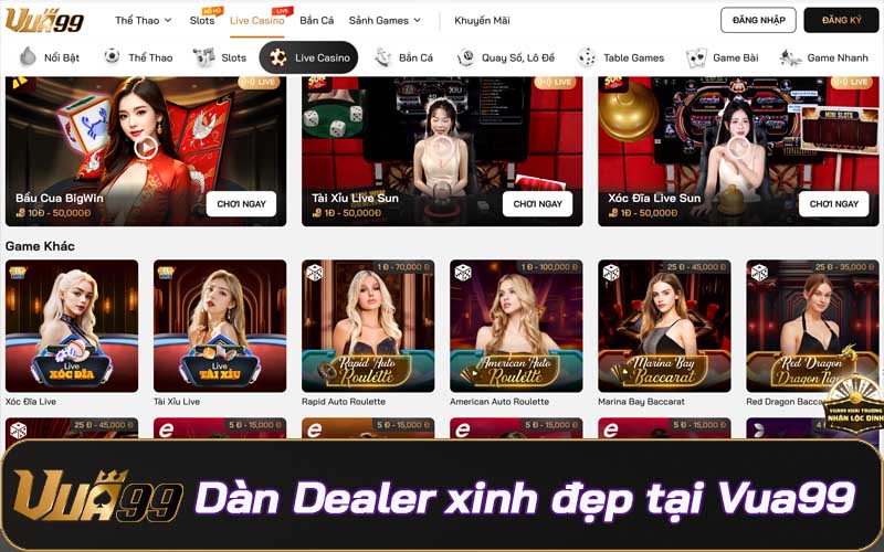 Dàn Dealer xinh đẹp tại sảnh Casino Vua99
