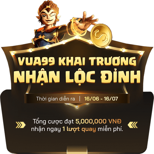Banner khuyến mãi Vua99 khai trương nhận lượt quay miễn phí